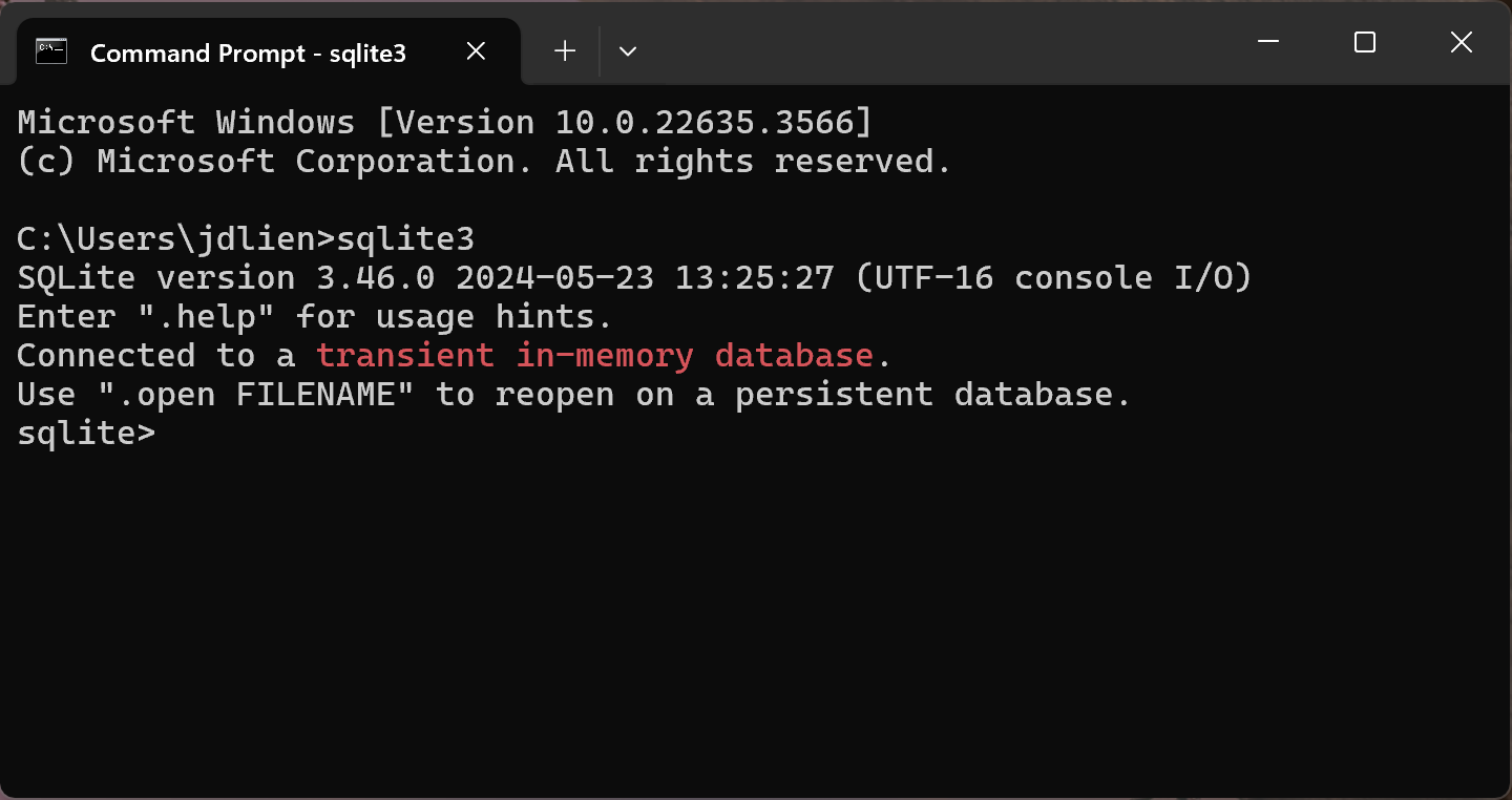 SQLite Command Prompt